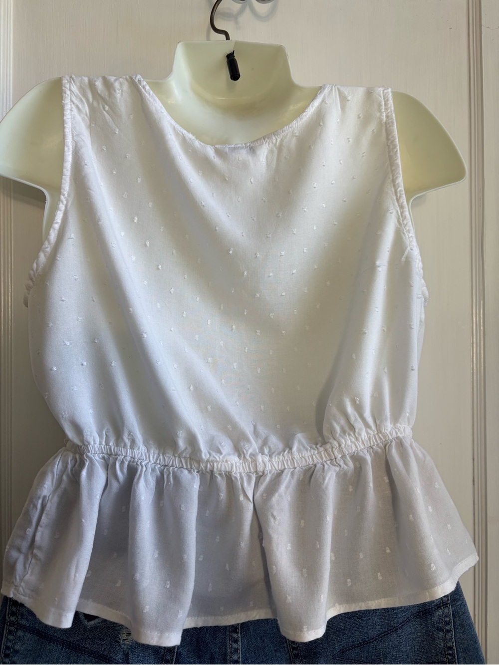 White Ruffle V-Neck Embroidered Tank Top - Picture 2 of 6